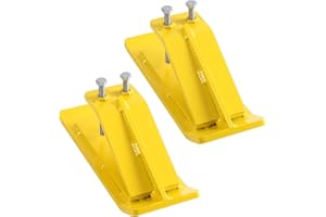 PIONEERWORKS Tractor Bucket Protector, 2pcs Ski Edge Protector, Turf Tamer Skid Protector with Double Lock Nuts, Heavy Duty Steel Bucket Attachment for Snow Leaves Removal, Spreading Gravel, Yellow