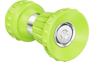HOSUN Fire Hose Nozzle for Garden Hose, Heavy Duty Fireman Style Garden Hose Nozzles, Leak Proof & Adjustable Water Nozzle High Pressure, Best for Watering Plant & Lawn, Washing Car & Pet (Green)