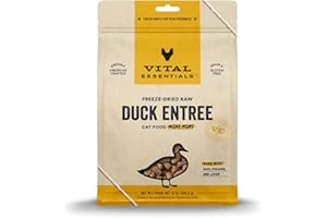 Vital Essentials Freeze Dried Raw Cat Food, Duck Mini Nibs Entree, 12 oz