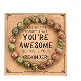 Pingyongchang Inspirational Bracelets for Women Natural Stone Crystal Relief Anxiety Yoga Chakra Bracelet Gifts for Birthday Christmas Mothers day Valentines Teacher Appreciation Friend Men