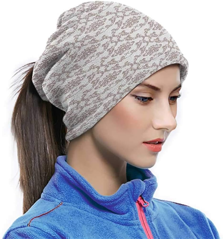 Balaclava French Style Curvy Damask Pattern Nostalgia Foliate Wealth Flora Elements Historical Motorcycle Bandanas for Hunting Kayaking and Other Outdoor Activities 10 x 11.6 Inch