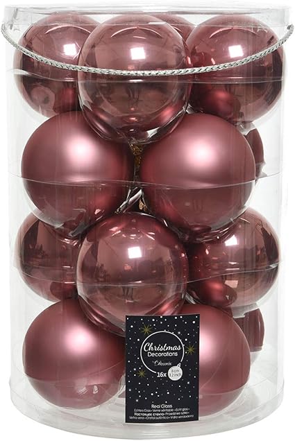 Antiche Immagini Di Natale.16 Palline Per Albero Di Natale In Vetro 8 Cm Rosa Antico Amazon It Casa E Cucina