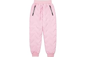 Happy Cherry Kids Winter Snow Pant with Lined Fleece Waterproof Puffer Down Pants Zip Pocket Warm Trousers