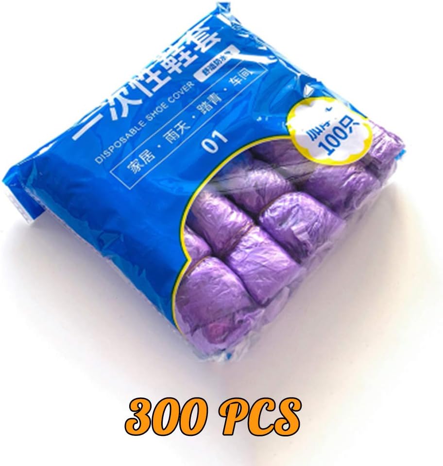 HZWZ 100 Pcs Disposable Shoe Covers - Non Slip/Waterproof Thicker/Floor Carpet Protectors - 50 Pairs, One Size Fits All,Purple 300
