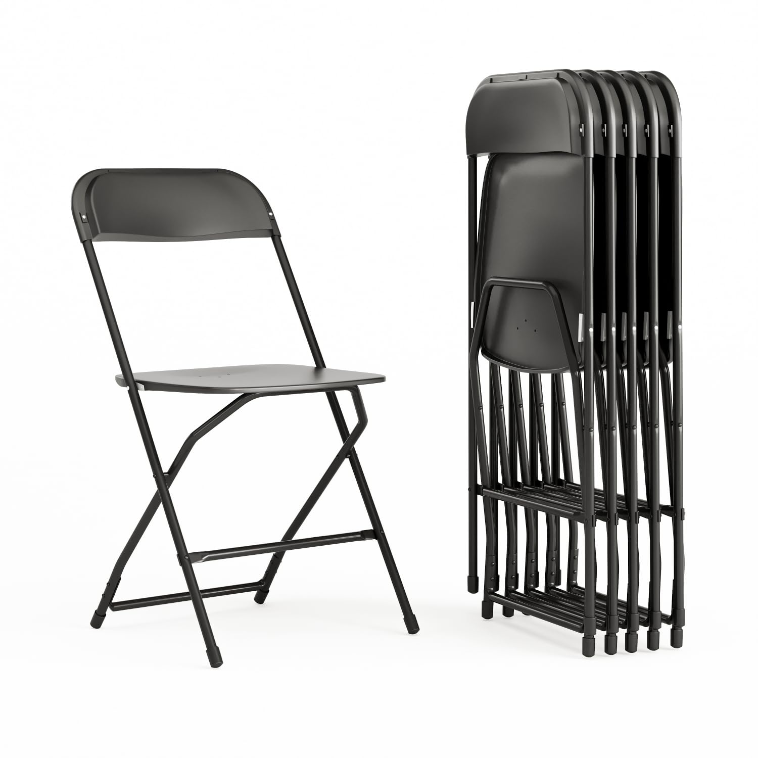 Photo 1 of *MISSING PARTS - Only 4 Chairs*
Flash Furniture Hercules Series Plastic Folding Chairs for Parties and Weddings, Stackable Commercial Event Seats with 650-lb. Static Weight Capacity, Set of 6, Black