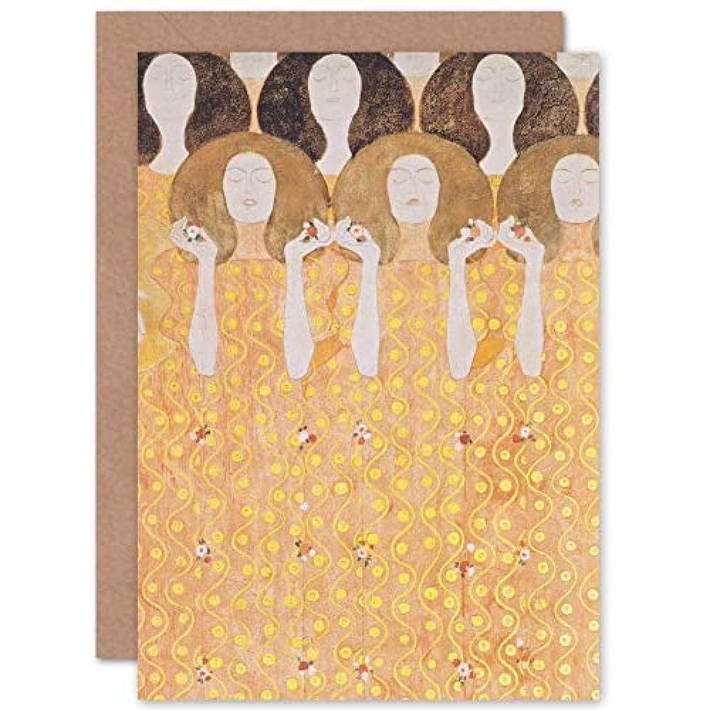 Artery8 Klimt Beethoven Frieze Detail Mural Painting Fine Art Greeting Card Plus Envelope Blank Inside