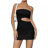 Women's Slim Fit Mini Dresses 2026 Summer Casual Sexy Club Night Out Party Solid Strapless Tube Short Bodycon Dress S35