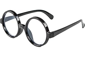 KIDDOKIDS Round Wizard Glasses, Lightweight Black Circle Nerd Eyeglasses for Kids & Adults, Halloween Costume Accessories, Cosplay Dress Up, Party & Classroom Role Play Props, School Evens
