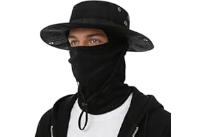 2PCS Camo Boonie Sun Hat with Balaclava Face Mask Wide Brim Foldable UV Protection Bucket Hat Men Women Fishing Hiking