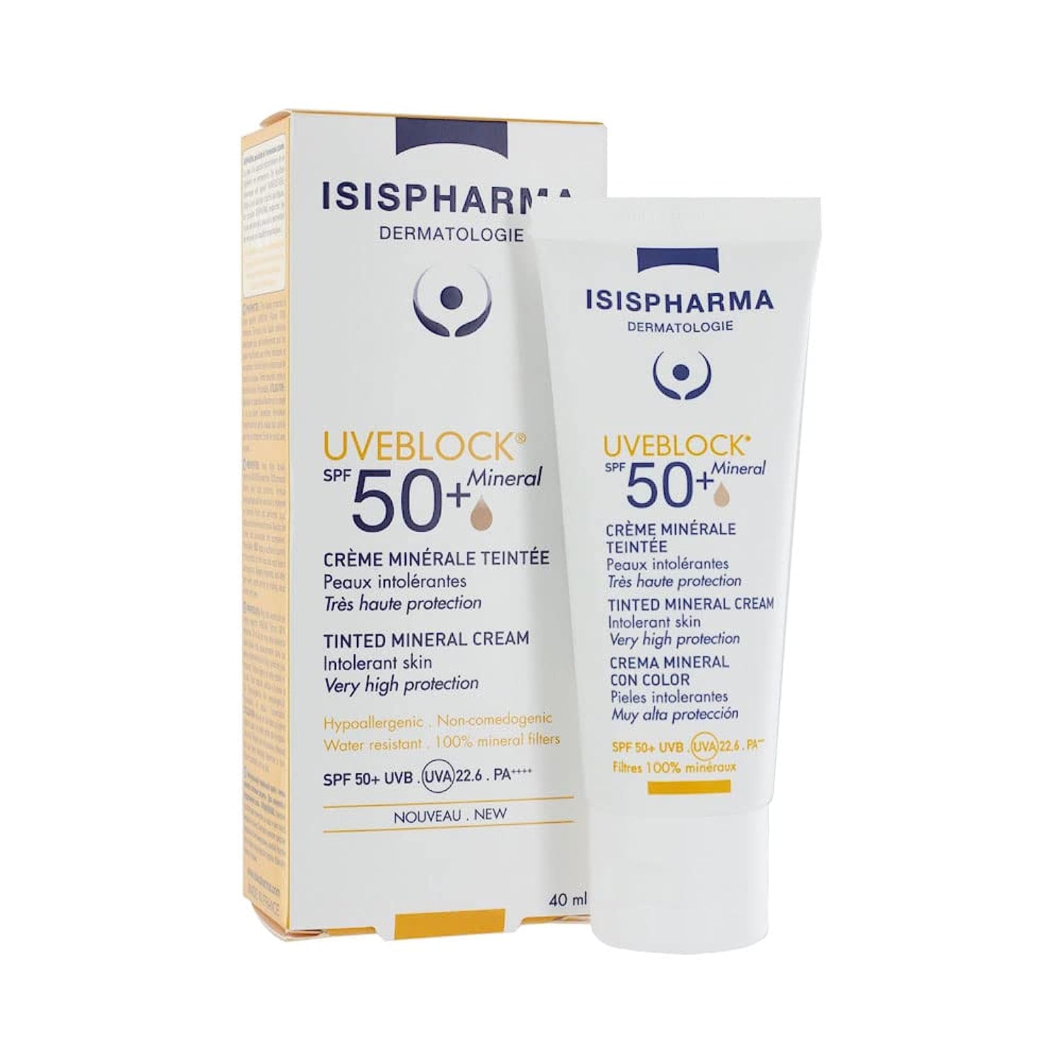 ISISPHARMA - Uveblock SPF 50+ Mineral Tinted Mineral Cream - Sun Protection 40 ml