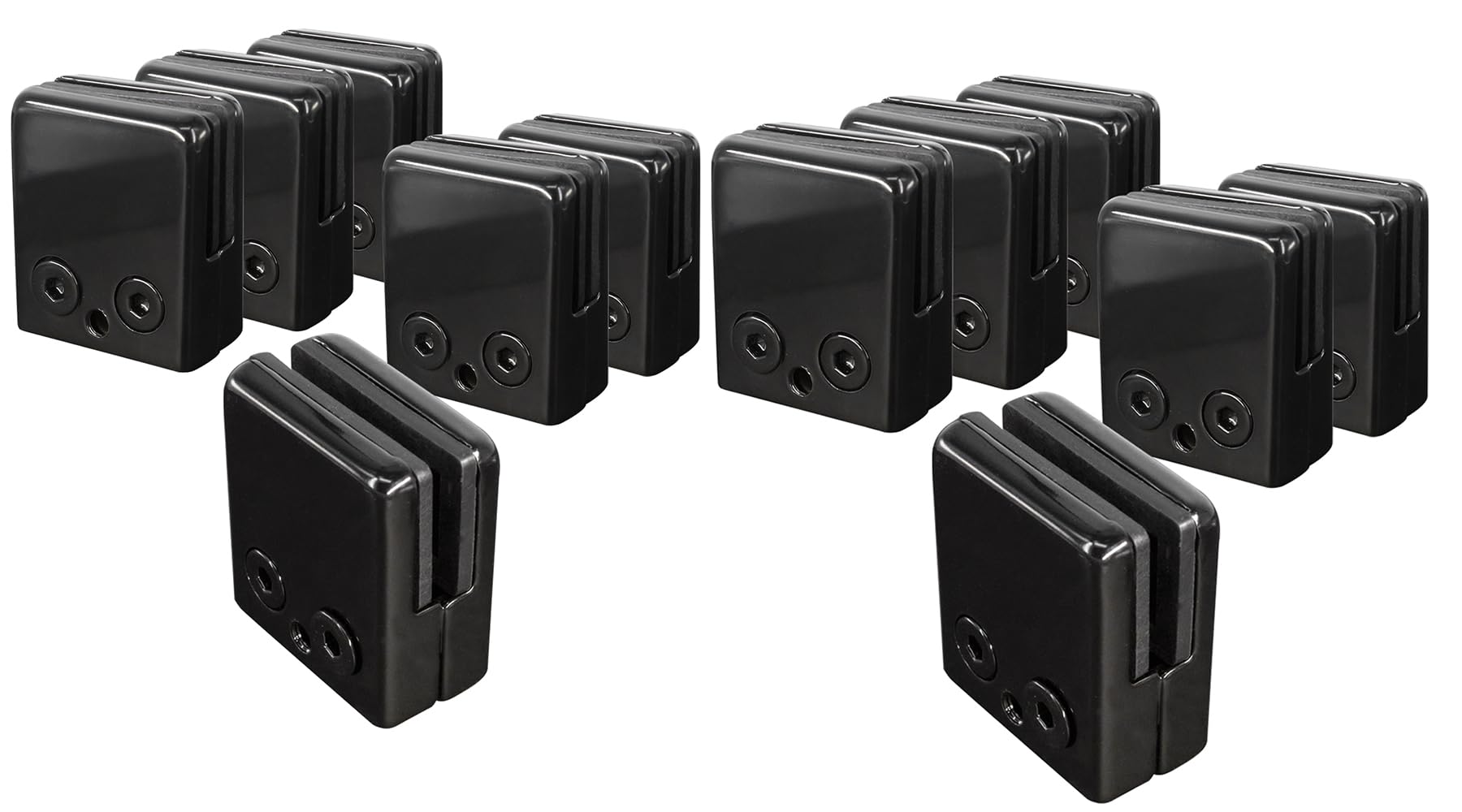 Cokritsm Glass Clamps 8-10mm Stainless Steel 304, Black Glass Clips Adjustable Glass Bracket Flat Back for Balustrade Staircase Handrail, Glass Clamps Clip Grip Holder for Stair Window 12pcs