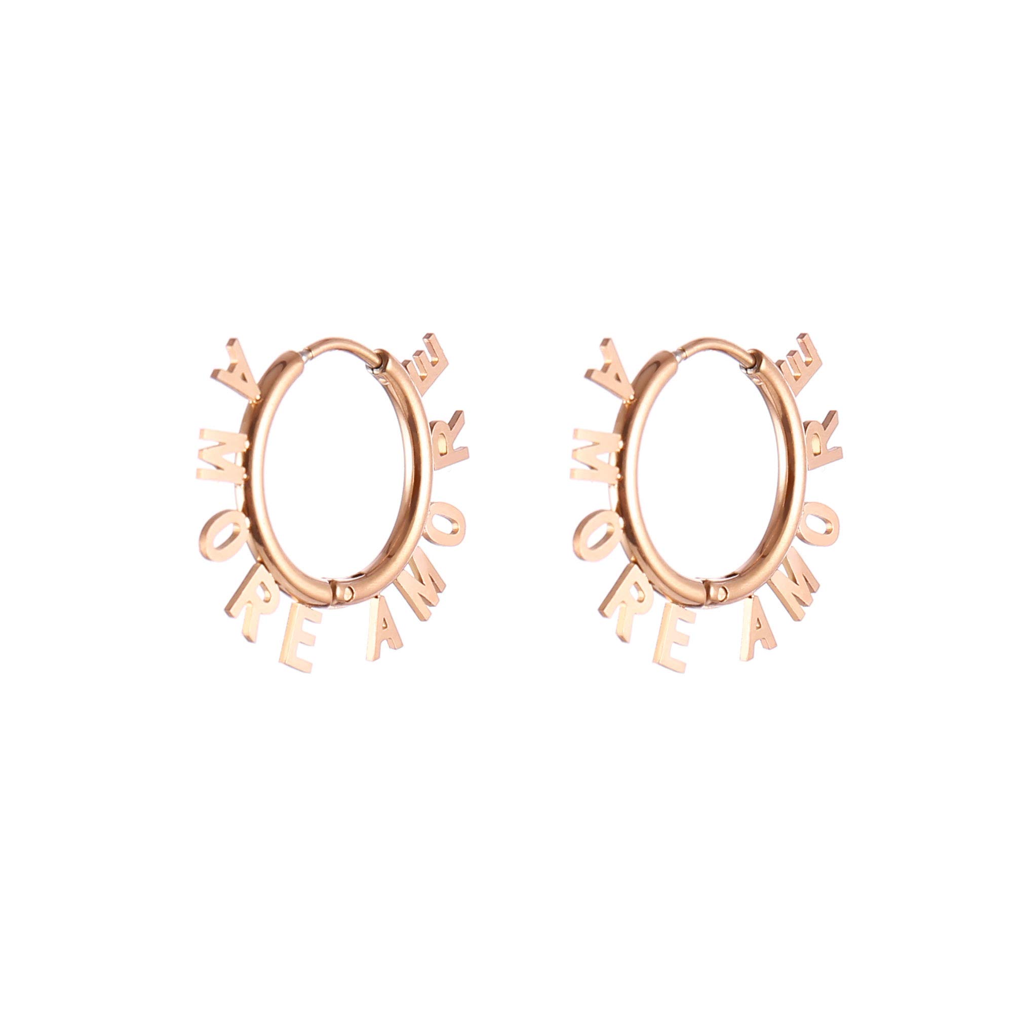 Woman's letter hoop earrings, stainless steel Hypoallergenic Lightweight hoops for Women Girls Valentine's Day Gift (2.3cm)