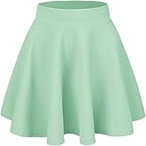 ZXIHZF Women's Casual Stretch Waist Versatile Flared Mini Skater Skirt