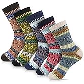 Jupengmg 5 Pairs Thick Socks for Men - Winter Warm Thermal Hiking Socks, Nordic Vintage Crew Socks for Men, Breathable & Cozy