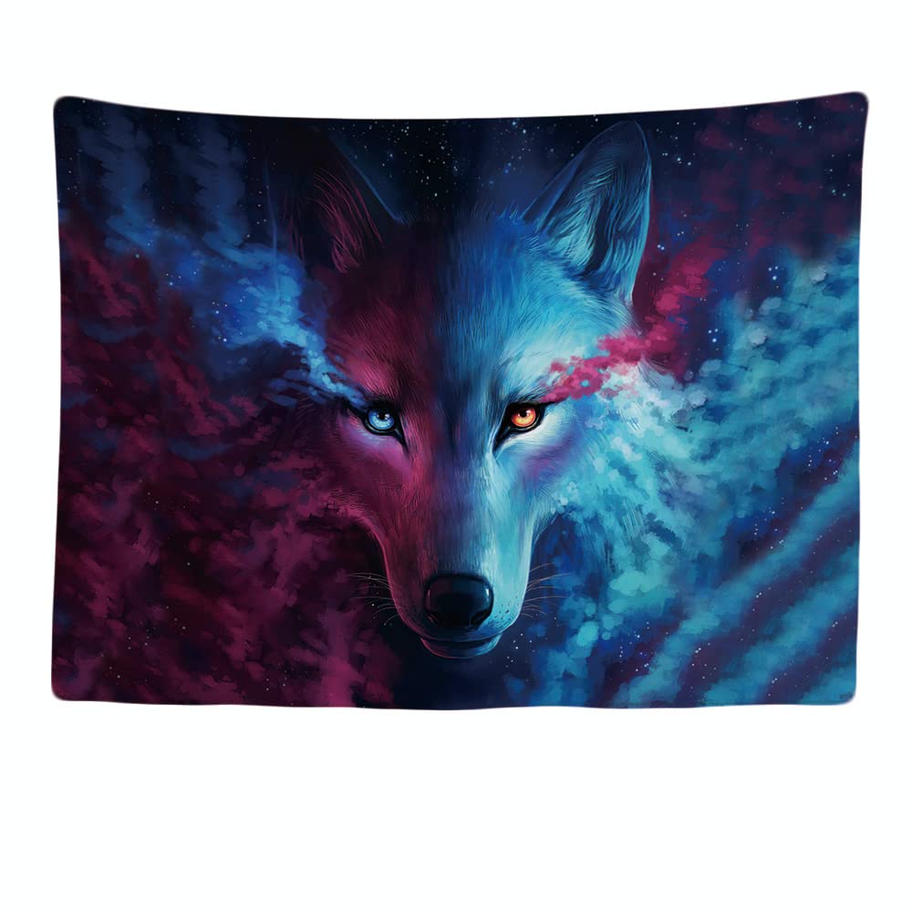 Ulticool – Decorative Wall Tapestry Bedroom - Wolf Eyes Color Nature Animals - 200 x 150 cm Large – Fabric Wallpaper – Tapestry Aesthetic Wall - Panoramic Decoration — image 1