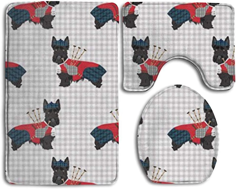 Dress rei Scottie Dog With Bagpipes 3 Piece Bathroom Rug Mat Set Soft Memory Foam Bath Carpet Contour Rug With Lid Cover
