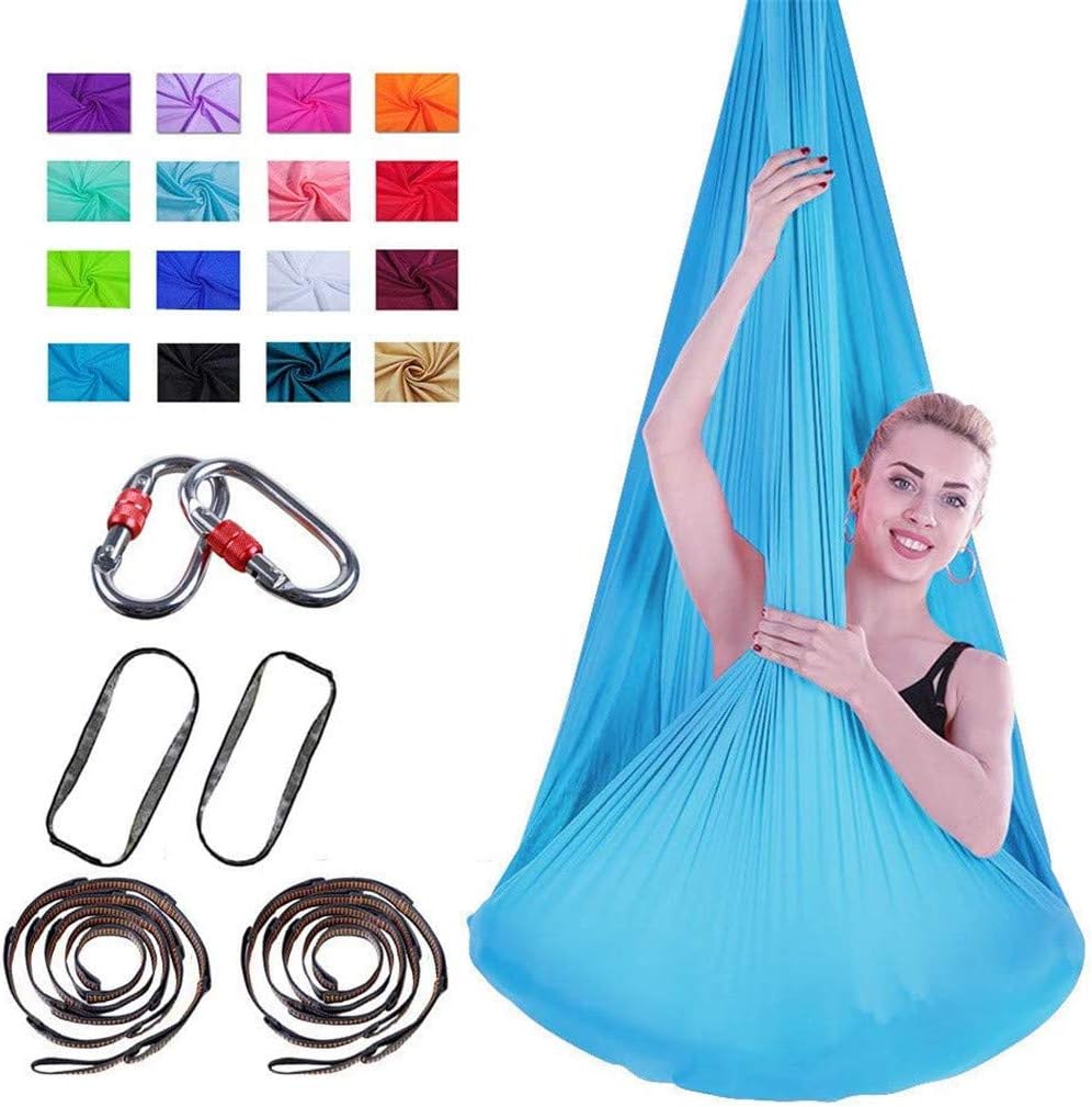 Aerial Yoga Hammock -Healthy Model Life Premium Aerial Silk Yoga Swing Antigravity Yoga, Improved Flexibility & Core Strength,Blue