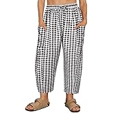 CARCOS Plus Size Pants Womens Summer Palazzo Harem Pants Drawstring Lantern Beach Pant Ankle Vacation Pant with Pocket Xl-5XL