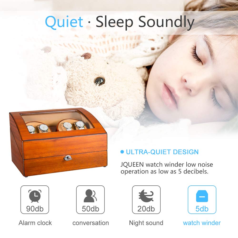 JQUEEN 4 Automatic Watch Winder with 6 Storage Case (Mandshurica)