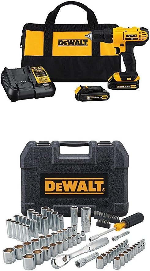 DEWALT 20V MAX Cordless Drill / Driver Kit, 1/2-Inch with Mechanics Tool Set, 84-Piece (DCD771C2 & DWMT81531): Home Improvement