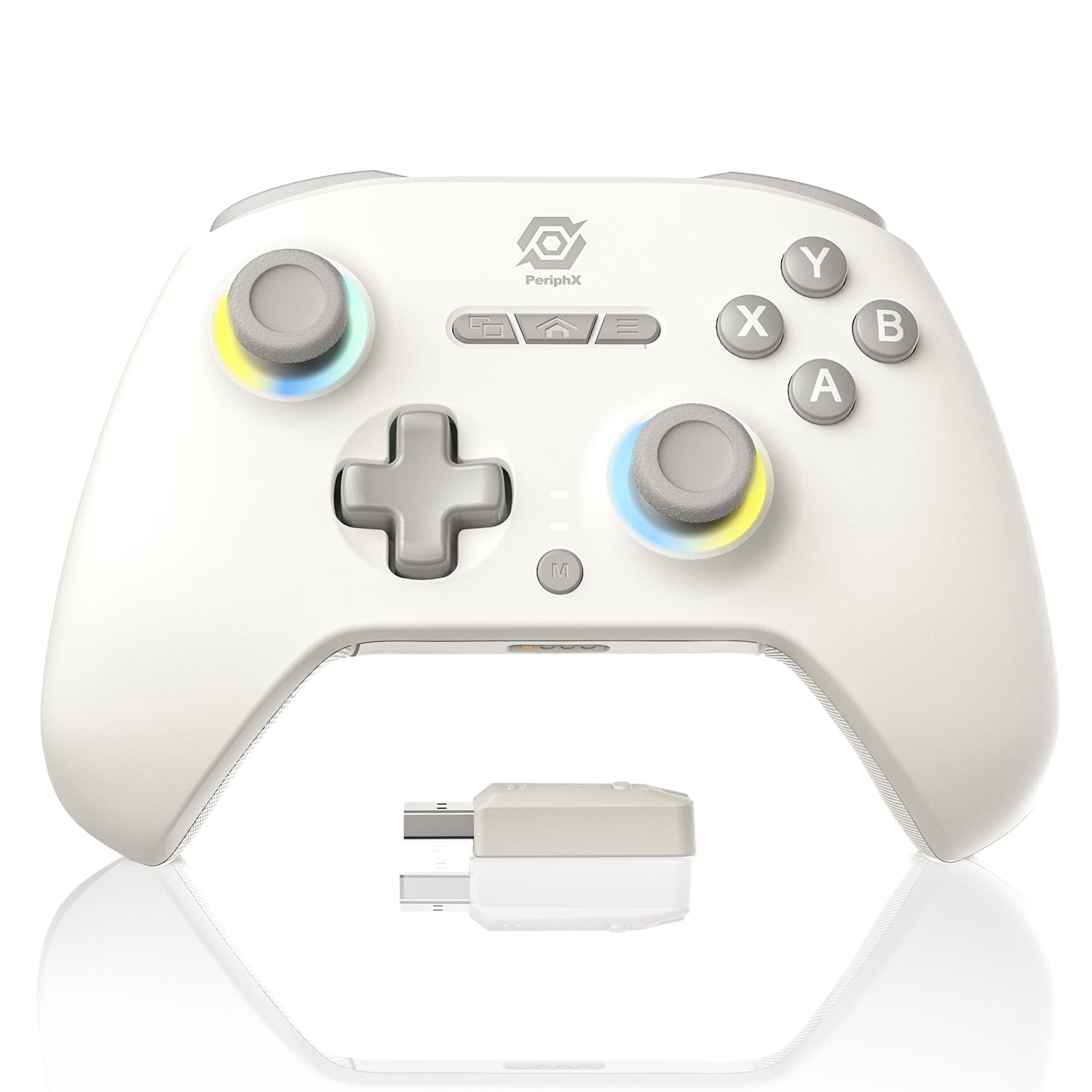 PeriphX Wireless PC Controller with 1000Hz Polling Rate, Switchable Hall and Tactile Triggers（Long/Short Travel Triggers）, Hall Joysticks, Turbo, Macro, RGB Lighting, 2.4G Bluetooth Wired, Compatible with Windows PC/ Switch1,2/Steam Deck/Android/iOS