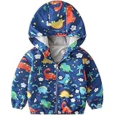 FYMNSI Toddler Baby Boys Girls Hooded Jacket Windbreaker Lightweight Dinosaur Print Coat Autumn Long Sleeve Windproof Outwear