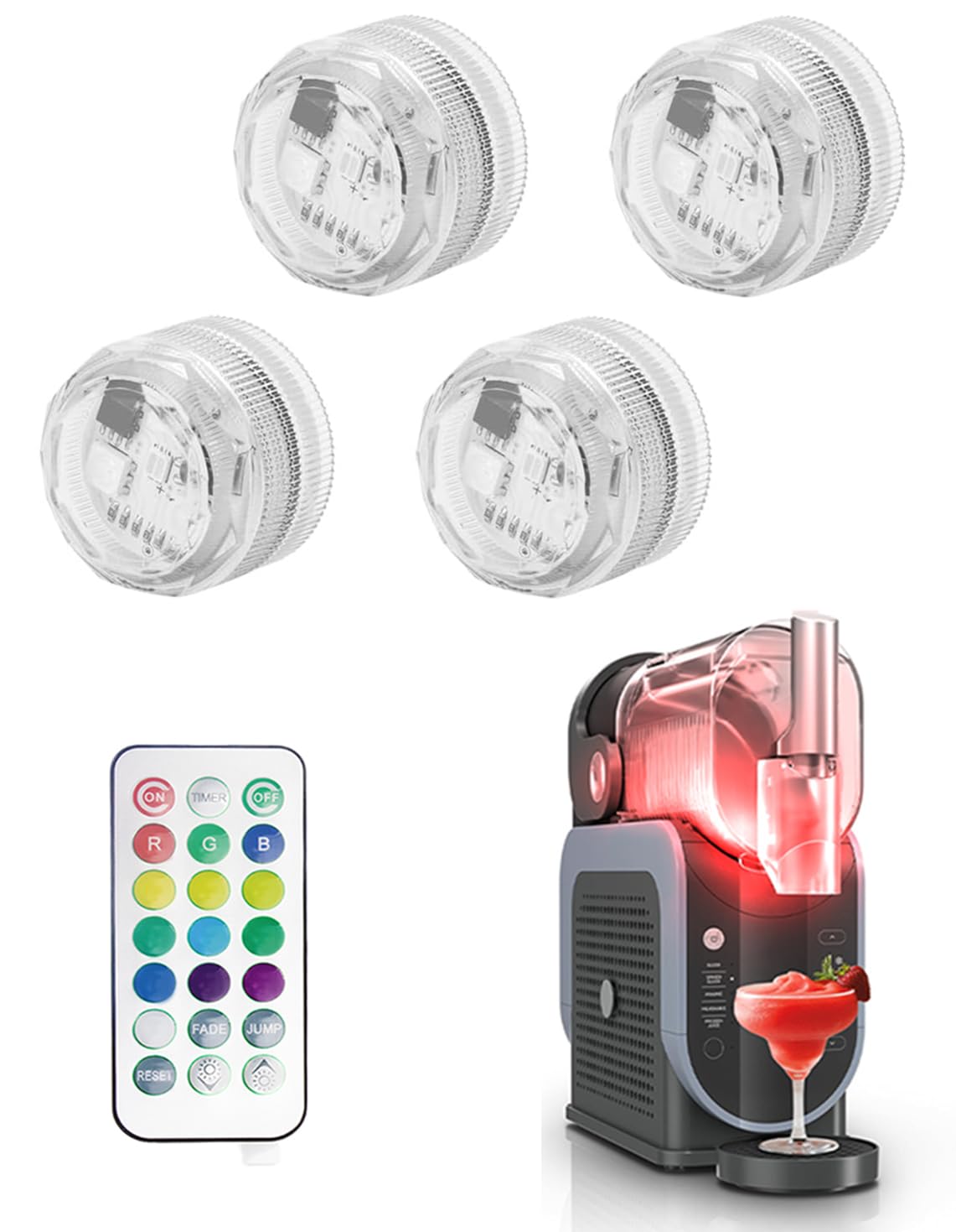 Photo 1 of Unmake 2 Pack LED Lights for Ninja Slushie Machine FS299/FS301/FS300 - No Installation, 13 Colors & 4 Modes - Bottle Cap-Sized Design for Ninja Slushie Mchine Accessories (2)