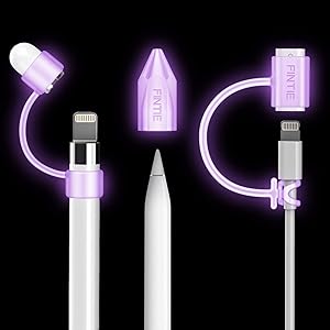 Fintie 3 Pieces Bundle for Apple Pencil Cap Holder, Nib Cover, Adapter Tether for Apple Pencil 1st Generation, iPad 10.2, iPad 9.7, iPad Air 3rd Gen/iPad Pro 10.5, iPad Mini 5 Pencil, Purple Glow
