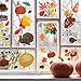 400 Pieces Fall Leaves Window Clings Stickers Thanksgiving Pumpkin Turkey Straw Hat Maple Leaves Acorns Window Stickers for Autumn Party Decorations, 3 Sheets (Style Set 2)