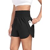 HOPLYNN 1/3 Pack Womens Athletic Running Shorts High Waisted Elastic Workout Short with Pocket Gym Shorts for Women