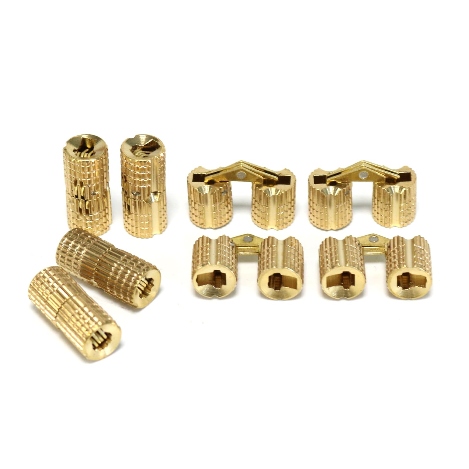 Photo 1 of 8Pcs Brass Barrel Hinges Hidden Invisible Cabinet Furniture Hinges, 8mm 180 Degree Opening Angle Concealed Furniture Hinges for DIY Jewelry Box Hand Craft