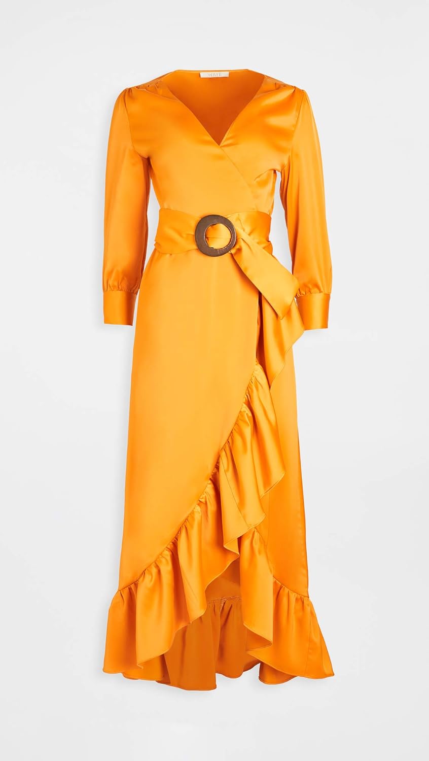 belted wrap front midi dress