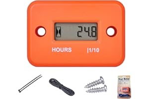 Yooreal Digital Inductive Hour Meter Waterproof IP68 Works on 2/4 Stroke Various ZTR/Riding Lawn mowers, Land Trimmer, UTV Br