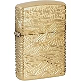 Zippo Luxury Waves Design Armor Tumbled Brass Pocket Lighter