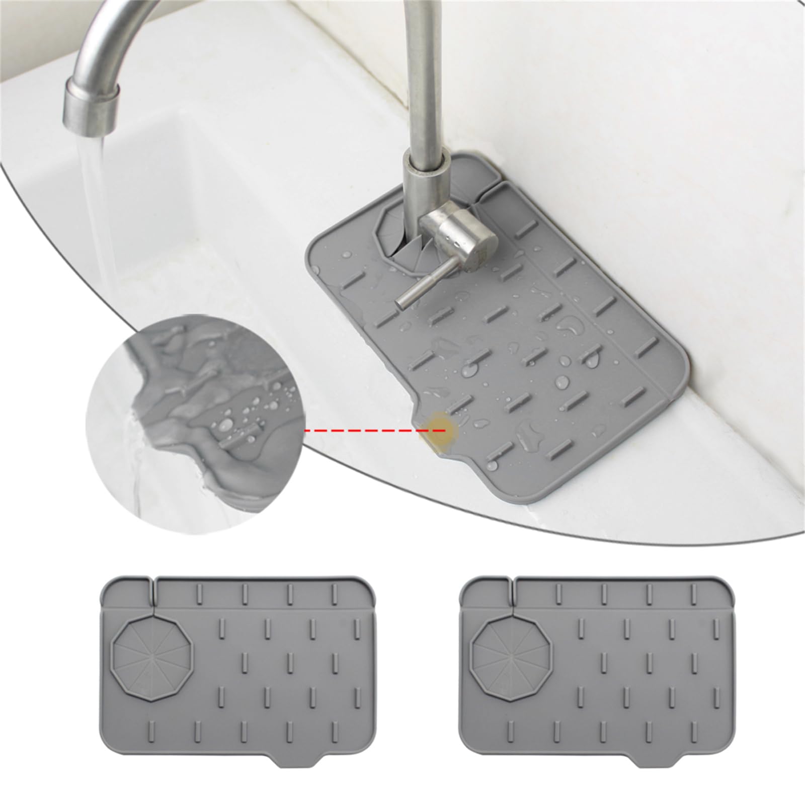 Photo 1 of 2-Pack Bytelive Silicone Sink Mat, Mini Sink Splash Guard and Soap Sponge Holder for Kitchen Countertop Protect with Self Draining Design (8.3" x 5.7", 2-Pack Gray)