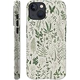 kiritfox Case Compatible with iPhone 13,Hybrid 2-Layer Hard Shell,Shockproof Soft for Girl Women,Vintage Sage Green Floral Pattern
