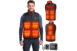 MOMSSY Heated Vest for Men, 9 Heating Zones Rechargeable Heated Vest with Battery Pack for Outdoor Activities
