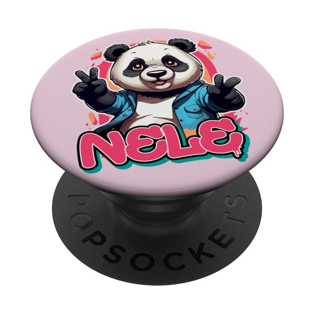 NELE - Beautiful girl name with adorable Panda PopSockets Swappable PopGrip