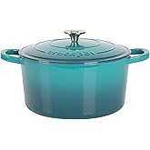 Crock-Pot Artisan 7-Quart Round Dutch Oven – Teal Ombre, Enameled Cast Iron Oven Safe Cookware