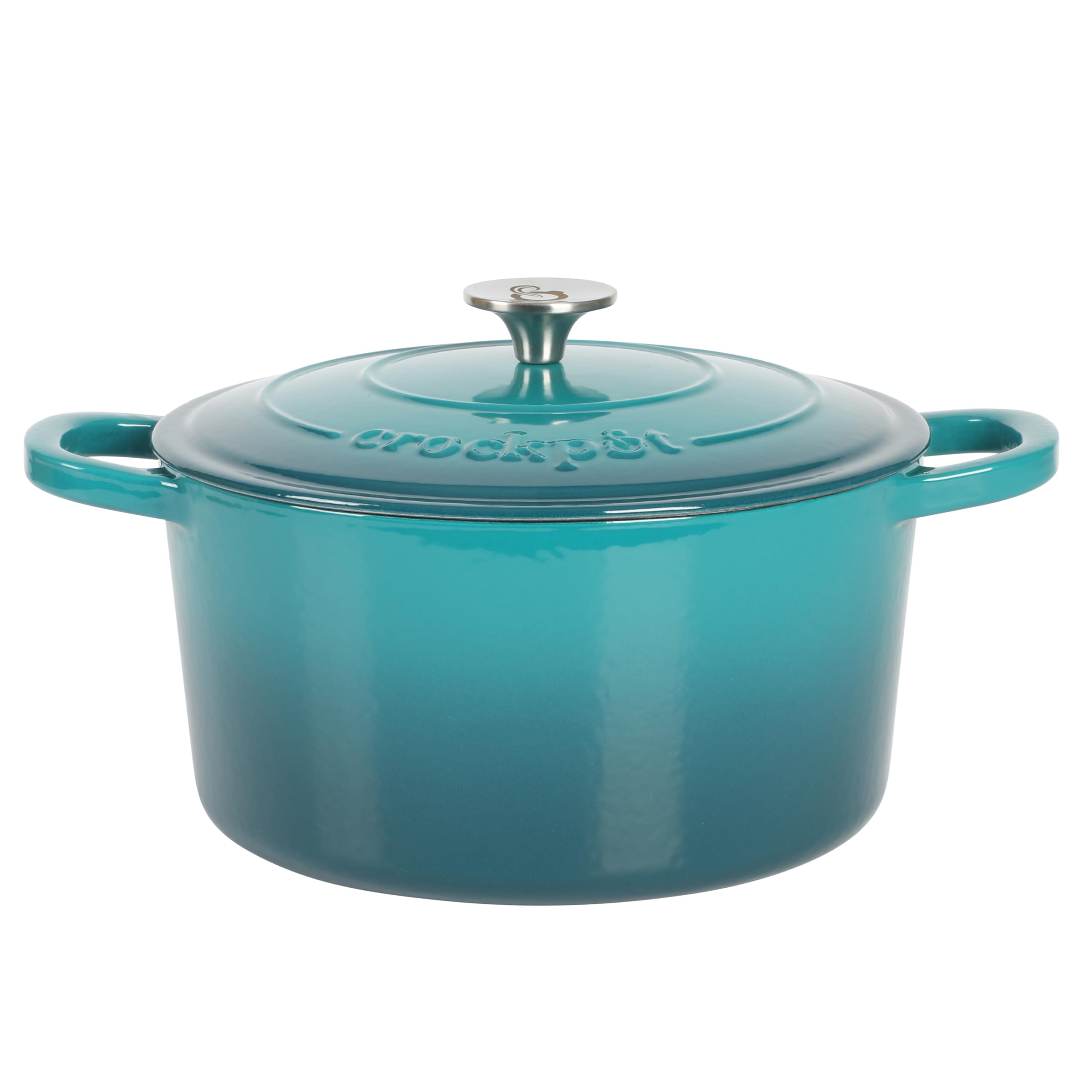 Crock Pot Artisan 6-Quart Round European Enameled Cast Iron Dutch Oven Pot With Lid -Teal Ombre Image