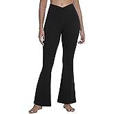 MathCat Women's Flare Yoga Pants Bootcut with Pockets, High Waisted V Crossover Workout Leggings for Yoga, Gym, Lounge