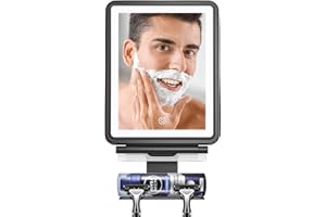COSMIRROR Shower Mirror Fogless for Shaving with Squeegee to Keep Clean or Remove Foggy Mess, Lighted Fogless Mirror for Shower Two Mounting Solution, Dimmable Lighting (3 Color Setting)