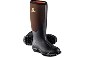 D DRYCODE Work Boots for Men with Steel Shank, Waterproof Rubber Boots, Warm 6mm Neoprene Anti Slip Rain Boots, Black, Size 5-14