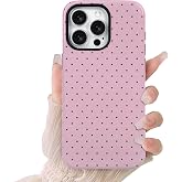 Lovmooful for iPhone 15 Pro Case Cute Polka Dot Design-Pink | Compatible for iPhone 15 Pro Case,Aesthetics,Bright,for Girls Women,Soft TPU+PC,Shockproof,More Protective,Girly