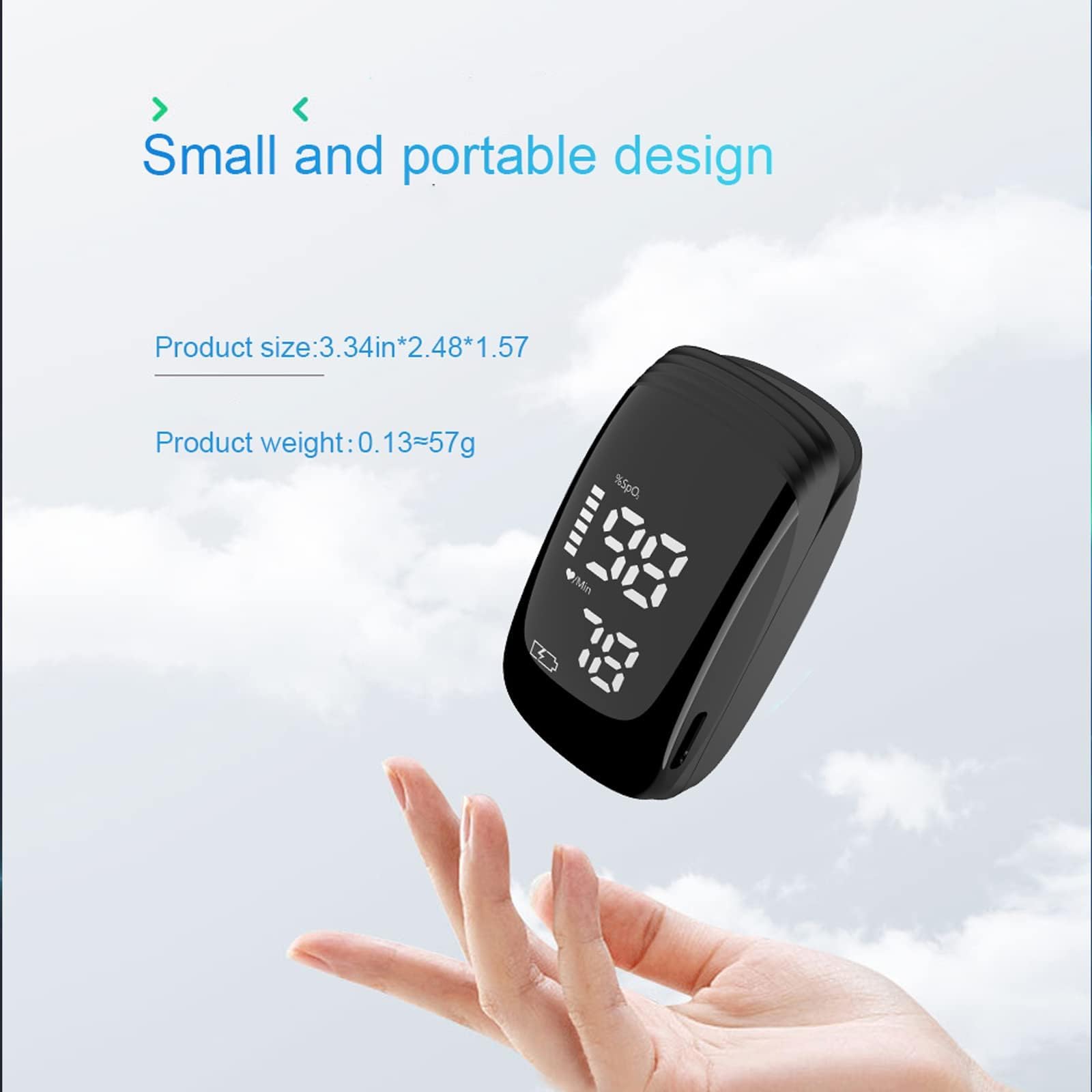 Pulse Oximeter Fingertip, Rechargeable Blood Oxygen Saturation Monitor, Accurate Fast SpO2 Reading (Black)
