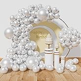 HYKJNBW 137Pcs Pearl White Balloon Garland Kit, Latex Party Balloons Arch for Birthday Baby Shower Wedding Engagement Anniver