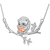 LWXIE Diamond Hedgehog Necklace for Women 925 Sterling Silver Cute Animal Necklace Jewelry Gift for Birthday