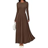 CFLONGE Fall Maxi Dress for Women 2025 Long Sleeve Knit Ribbed Cocktail Dresses Casual High Waisted Long Wedding Guest Dress