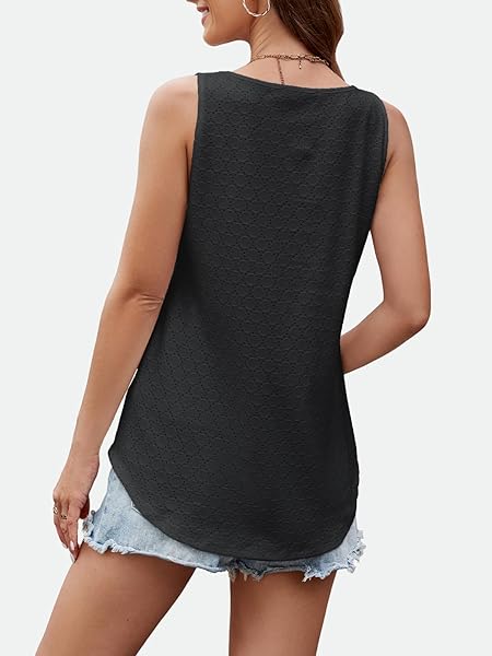 ZANZEA TANK TOP FOR WOMEN EYELET BLACK TANK TOP WOMEN STRAP V NECK SLEEVELESS CASUAL SUMMER 2024 FASHION WOMEN TOP BLACK MEDIUM