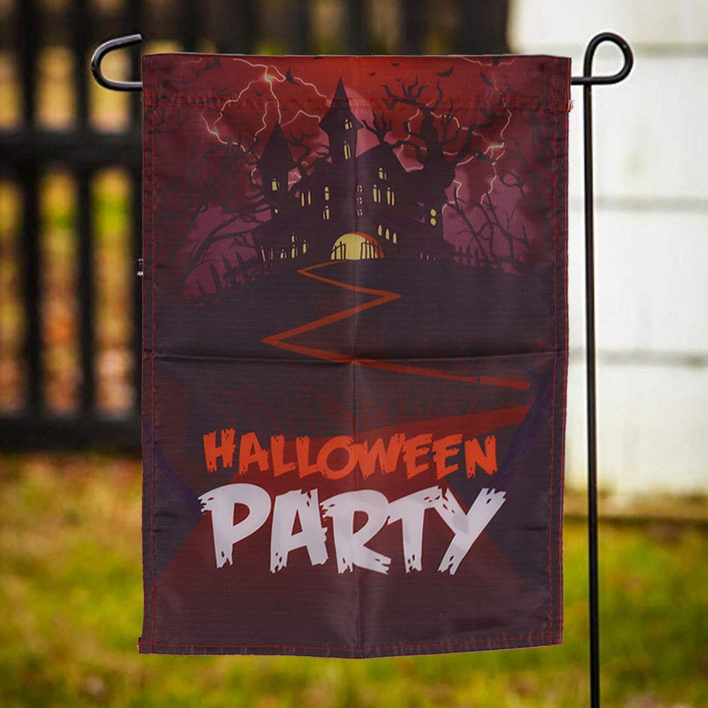 Halloween Garden Flag, 12x18 Inch Two Sided Yard Flag, with Hanging Ghost for Outdoor Home Decor Party Favor